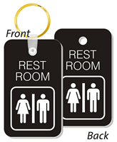 REST ROOM Unisex Bathroom Keychain Double Sided