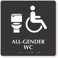 All Gender Accessible WC TactileTouch Braille Restroom Sign