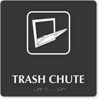 TactileTouch™ Trash Chute Symbol Sign with Braille