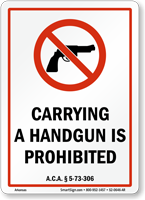 Arkansas Firearms And Weapons Law Sign