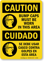 Bump Caps Must Be Worn Bilingual Sign