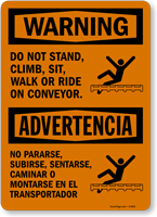 Bilingual Do Not Stand Climb Sit Walk Sign