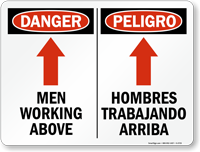 Bilingual Danger  Sign With Arrow