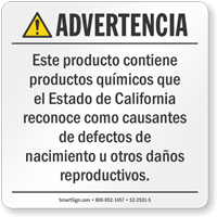 BPA Exposure Prop 65 Sign