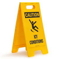 Caution Icy Conditions Free Standing Sign