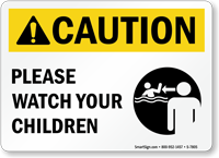! Please Watch Your Children Pool Sign