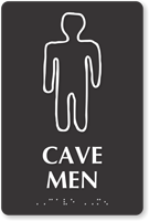 Cave Men Braille Restroom Sign