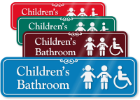 Children Bathroom Engraved Sign