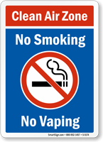 Clean Air Zone No Smoking No Vaping Sign