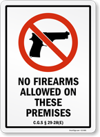 Connecticut Firearms and Weapons Law Signs
