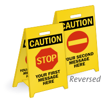 Personalized Caution Reversible Fold Ups Floor Sign