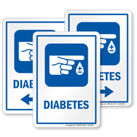 Diabetes Hospital Sign with Finger Blood Drop Symbol
