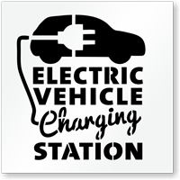 Electric Vehicle Charging Station, Parking Lot Stencil