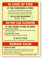 Upon Hearing Fire Alarm Dial 911 Sign