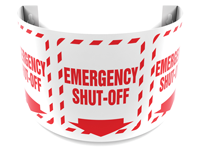 180 Degree Projecting Emergency Shut Off Sign with arrow