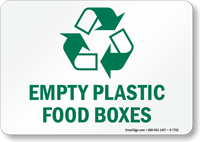 Empty Plastic Food Boxes Sign