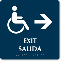 Bilingual Exit Salida Right Arrow Braille Sign