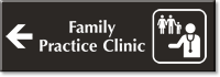 Family Practice Clinic Engraved Sign Left Arrow Symbol