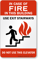 In Case Fire Elevators Out Service Sign