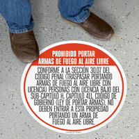 Texas 30.07 Open Carry Prohibited Floor Sign Spanish
