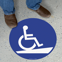 Handicap Symbol for Ramp Access Floor Sign