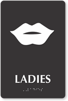 Ladies Lips Braille Restroom Sign