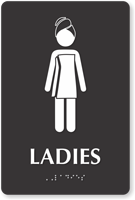 Ladies Towel Woman Braille Restroom Sign