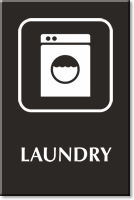 Laundry Engraved Sign with Washing Machine Symbol