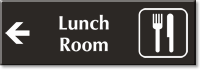 Lunch Room Engraved Sign with Left Arrow Symbol