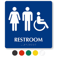 Men Women And Accessible Pictogram Braille Restroom Sign