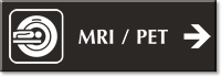 MRI / PET Engraved Sign Right Arrow Symbol
