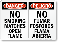 Bilingual No Smoking Matches Sign