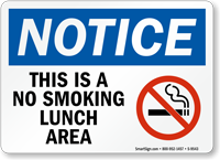 No Smoking Lunch Area (symbol) Sign