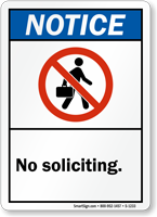 Notice No Soliciting Sign