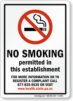 NO SMOKING permitted in this establishment Sign