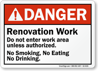 Do Not Enter Work Area No Smoking Sign