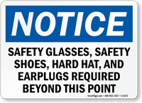 Safety Glasses Shoes Hard Hat Required Sign
