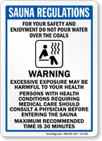 Sauna Regulations Warning Message Sign