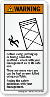Before Using Taking Down Scaffold Warning Sign