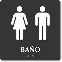 Bano Spanish TaclileTouch Braille Restroom Sign
