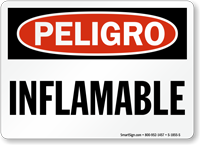 Spanish Peligro Inflamable Sign Danger Flammable