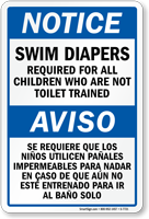 Bilingual Swim Diapers Required For All Children Sign