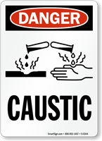 Danger: Caustic (with graphic) Vertical