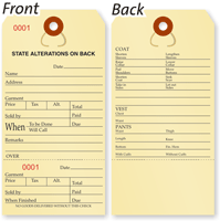 Alteration Tag Manila Stock Numbered