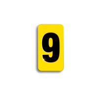 Character Black on Yellow "9" For Horizontal Mounting Holder