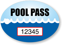 Pool Pass In Oval Shape Waves Print
