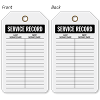 Service Record Plastic Tags