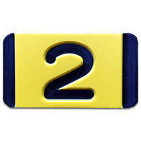 Vertical Mounting  Character Black on Yellow "2"