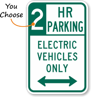Time Limit Electric Vehicles Parking Sign with Arrow