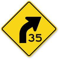 Right Curve Sharp Turn Symbol Custom Advisory Speed